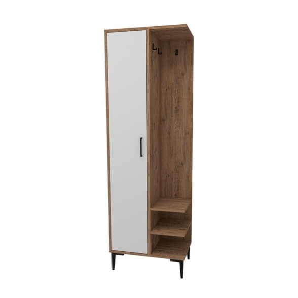 Mobile Ingresso Cappottiera Con Anta Laterale Freia Rovere E Bianco