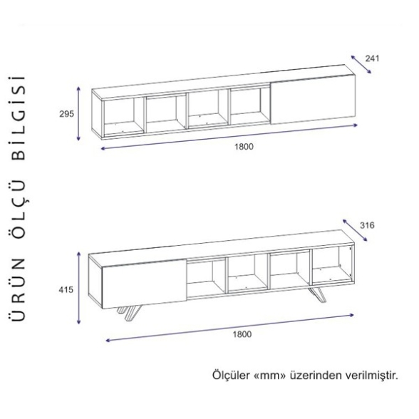 Mobile TV 180 Cm Con Mensola Superiore Priscilla Bianco E Noce