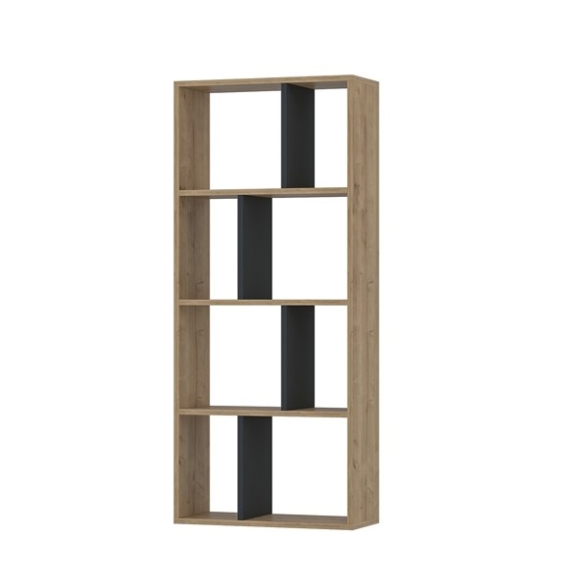 Libreria Moderna 60x25x140 Tuco Rovere Chiaro E Antracite