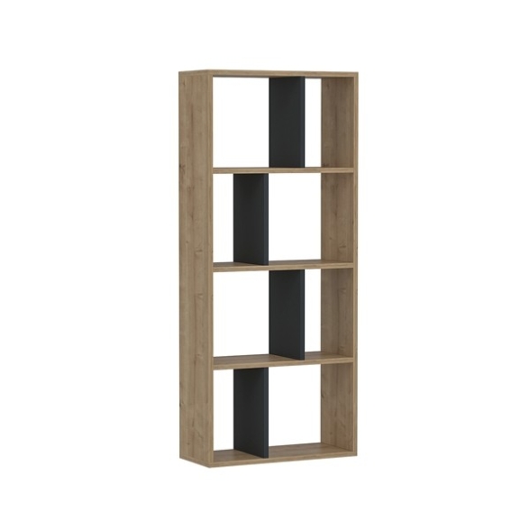 Libreria Moderna 60x25x140 Tuco Rovere Chiaro E Antracite