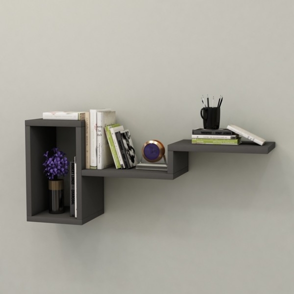 Mensola Sospesa Design Moderno 78x20x33 Berry Antracite