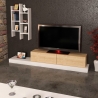 Mobile TV 180 Cm Con Pensili Laterali Malta Bianco E Rovere Chiaro