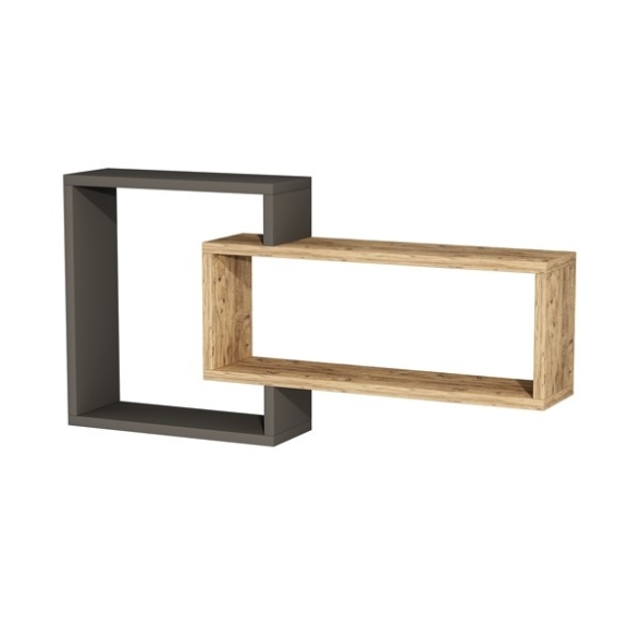 Mensola Sospesa 2 Vani A Cubo 87x15x44 Dante Antracite E Rovere