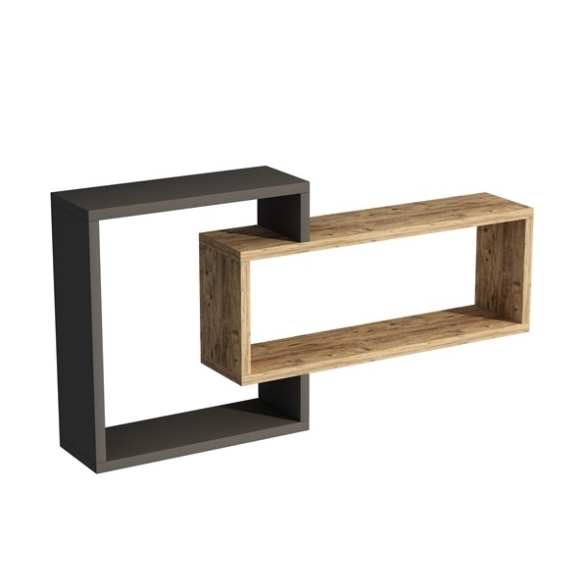 Mensola Sospesa 2 Vani A Cubo 87x15x44 Dante Antracite E Rovere