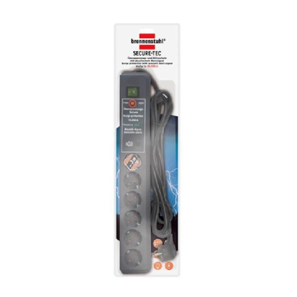 Presa multipla di protezione da sovratensione 3 mt 6 prese 16A Brennenstuhl Secure-Tec 1159545376 antracite
