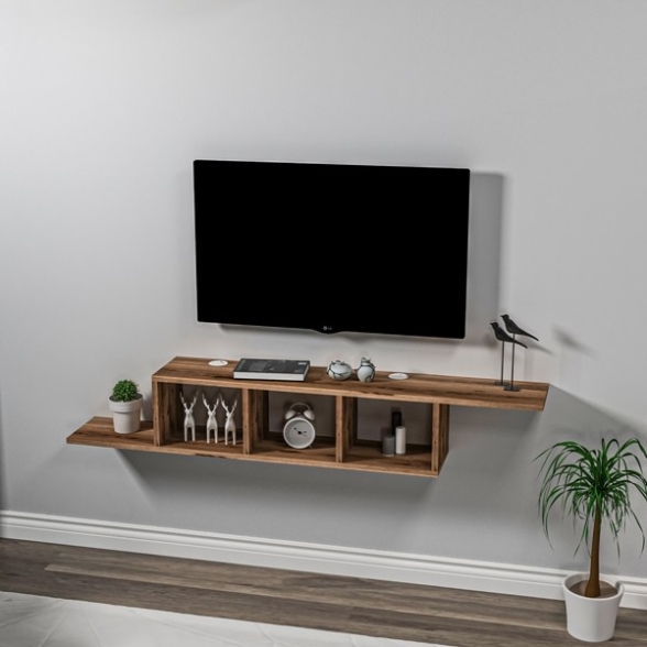 Mobile TV Sospeso 120x22x25 Con Vani A Giorno Morris Noce Chiaro