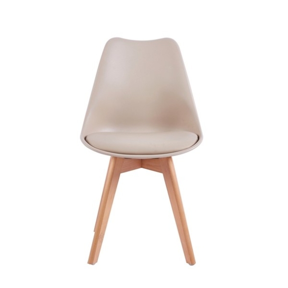 Sedia Nordica Marrone Khaki Con Gambe In Legno E Cuscino Design Moderno