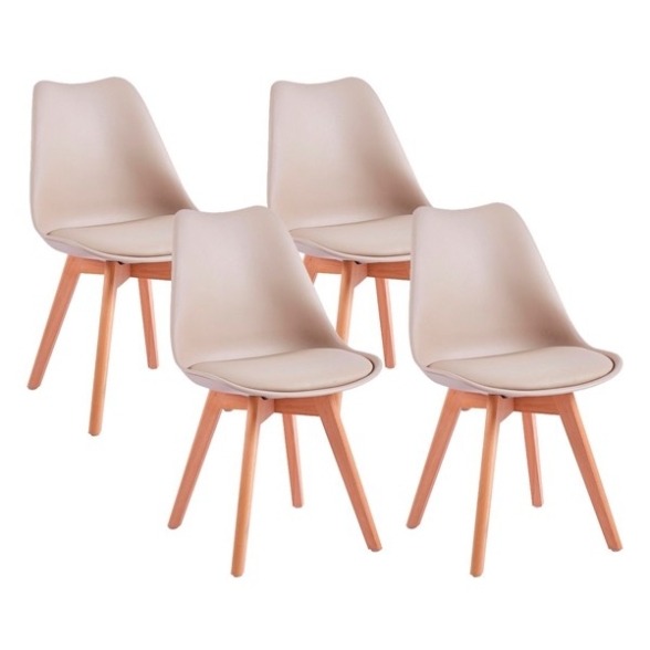 Sedia Nordica Marrone Khaki Con Gambe In Legno E Cuscino Design Moderno