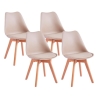 Sedia Nordica Marrone Khaki Con Gambe In Legno E Cuscino Design Moderno