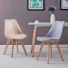 Sedia Nordica Marrone Khaki Con Gambe In Legno E Cuscino Design Moderno