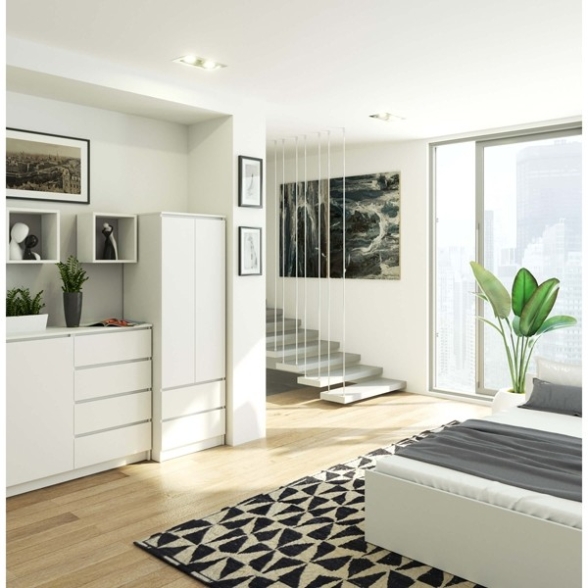 Armadio Guardaroba 2 Ante 2 Cassetti 60x50x180 Artika Bianca