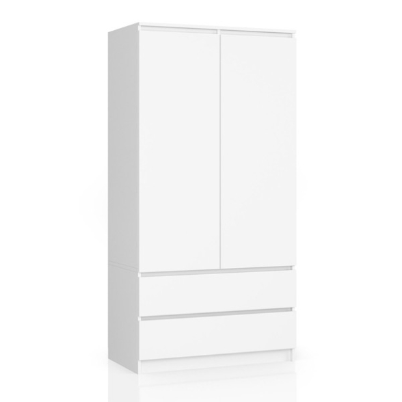 Armadio Guardaroba 2 Ante 2 Cassetti 90x50x180 Artika Bianca