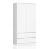 Armadio Guardaroba 2 Ante 2 Cassetti 90x50x180 Artika Bianca