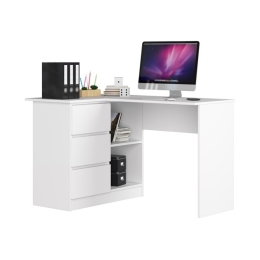 Scrivania Angolare 124 Cm 3 Cassetti Sinistra Bianco Opaco Artika