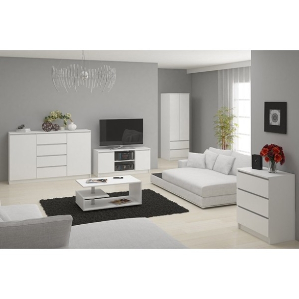 Cassettiera Credenza 120x40x100 Cm 8 Cassetti Artika Bianco Opaco