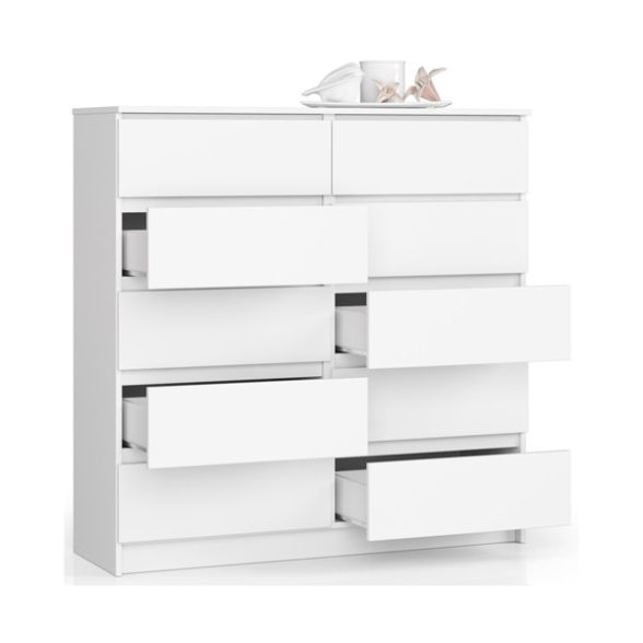Cassettiera Credenza 120x40x120 Cm 10 Cassetti Artika Bianco Opaco