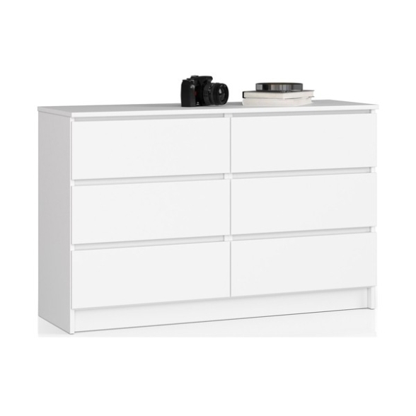 Cassettiera Credenza 120x40x77 Cm 6 Cassetti Artika Bianco Opaco
