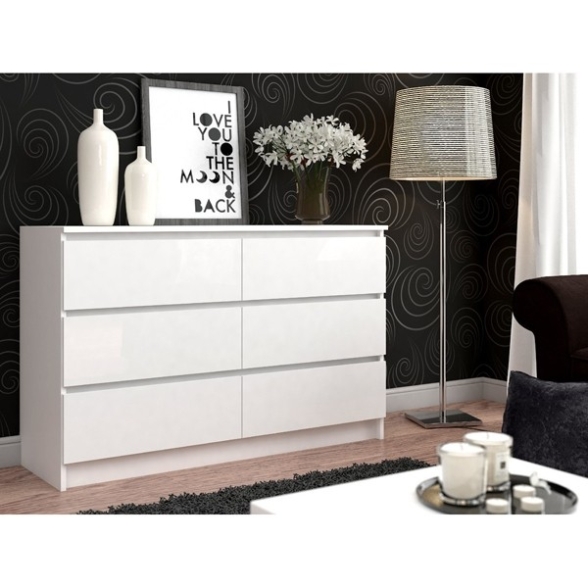 Cassettiera Credenza 120x40x77 Cm 6 Cassetti Artika Bianco Opaco