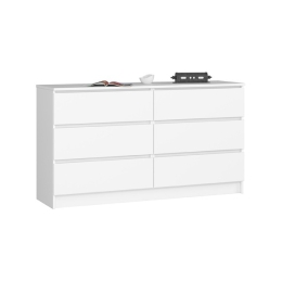 Cassettiera Credenza 140x40x77 Cm 6 Cassetti Artika Bianco Opaco