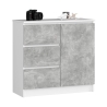 Cassettiera Credenza 80 Cm 3 Cassetti 1 Anta Artika Bianco E Cemento