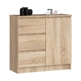 Cassettiera Credenza 80 Cm 3 Cassetti 1 Anta Artika Rovere Sonoma