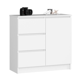 Cassettiera Credenza 80 Cm 3 Cassetti 1 Anta Laterale Artika Bianca