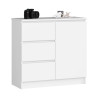 Cassettiera Credenza 80 Cm 3 Cassetti 1 Anta Laterale Artika Bianca