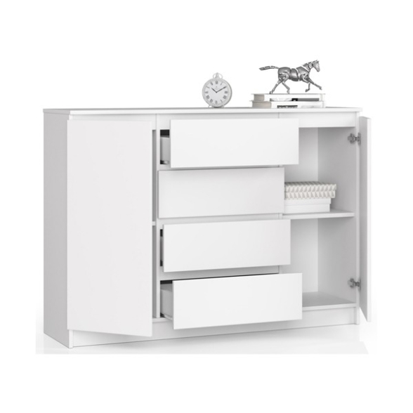 Credenza Soggiorno 2 Ante 4 Cassetti 140x40x100 Artika Bianca