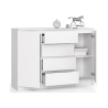 Credenza Soggiorno 2 Ante 4 Cassetti 140x40x100 Artika Bianca