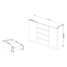 Credenza Soggiorno 2 Ante 4 Cassetti 140x40x100 Artika Bianca