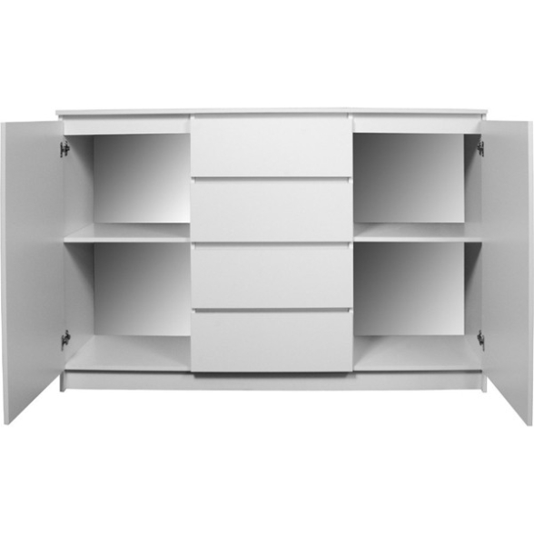 Credenza Soggiorno 2 Ante 4 Cassetti 140x40x100 Artika Bianca