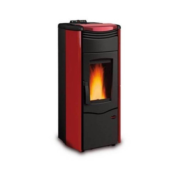 Termostufa a pellet 14.2 kW La Nordica-Extraflame mod. Melinda Idro Steel 2.0 bordeaux