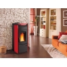 Termostufa a pellet 14.2 kW La Nordica-Extraflame mod. Melinda Idro Steel 2.0 bordeaux