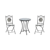 Set Bistrot Tavolo Maioliche Tondo 60 Cm Con 2 Sedie Pieghevoli Cipro