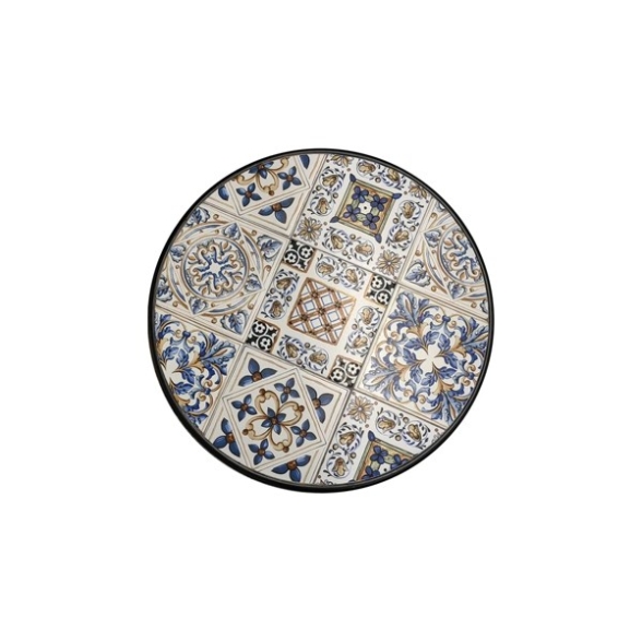 Set Bistrot Tavolo Maioliche Tondo 60 Cm Con 2 Sedie Pieghevoli Cipro