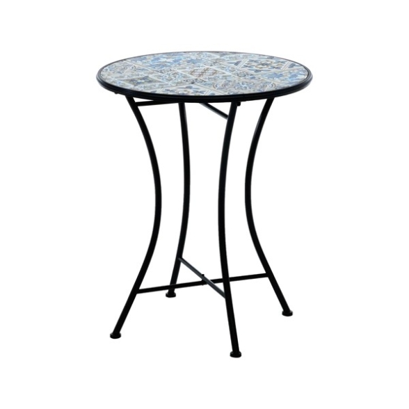 Set Bistrot Tavolo Maioliche Tondo 60 Cm Con 2 Sedie Pieghevoli Cipro