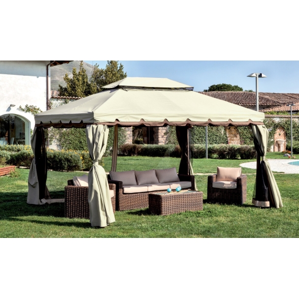 Gazebo alluminio struttura moka tende zanzariere beige 3x4 Adventure