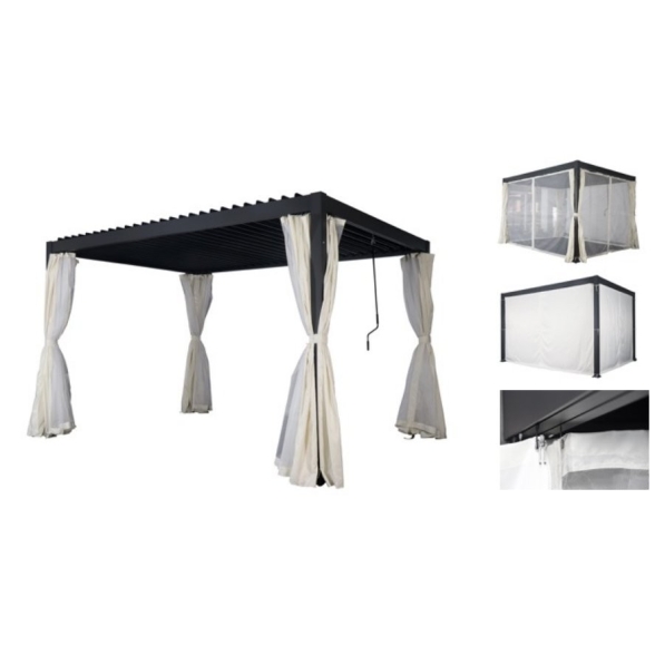 Pergola alluminio 3x3 tende zanzariere e lamelle orientabili antracite