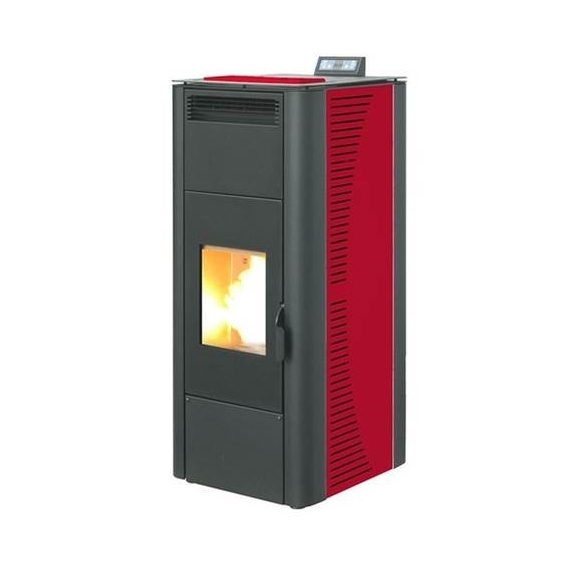 Termostufa a pellet 23.1 kW con ventilazione frontale King 24 Idro bordeaux