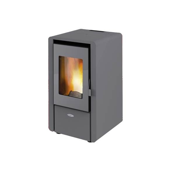 Stufa a pellet ad aria 6.15 kW King 60 grigio per ambienti fino a 55 mq