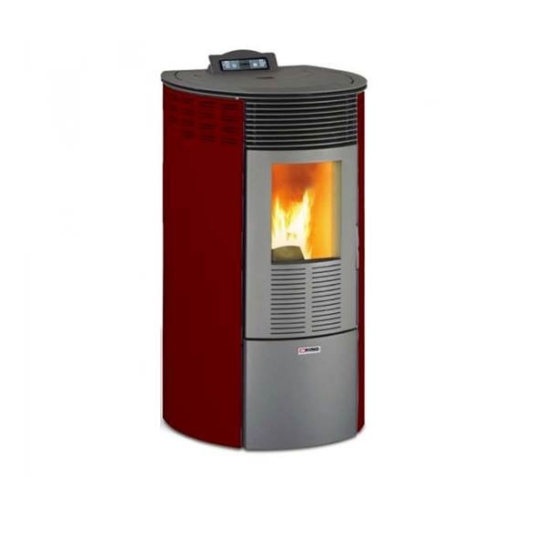 Stufa a pellet ad aria 10.1 kW ventilazione frontale King 12 Round bordeaux Stufa a pellet ad aria 10.1 kW ventilazione frontale King 12 Round bordeaux