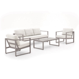 Set Relax Esterno 5 Posti Con Tavolino Basso E Cuscini Horizon Tortora