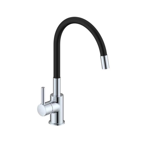 Miscelatore lavello canna alta flessibile e girevole Snake nero/cromo