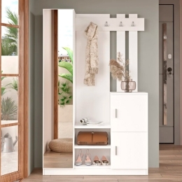 Mobile Ingresso Con Scarpiera E Specchio Bianco Roger