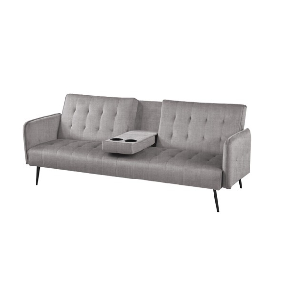 Divano Letto 3 Posti 196x81x79 Con Portabicchieri Modern Grigio Chiaro