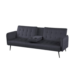 Divano Letto 3 Posti 196x81x79 Con Portabicchieri Modern Grigio Scuro