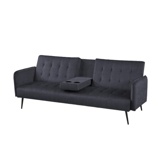 Divano Letto 3 Posti 196x81x79 Con Portabicchieri Modern Grigio Scuro
