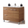 Mobile bagno 80 cm con colonna, lavabo e specchio color noce - Aktiva 98383