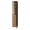 Mobile bagno 80 cm con colonna, lavabo e specchio color noce - Aktiva 98383