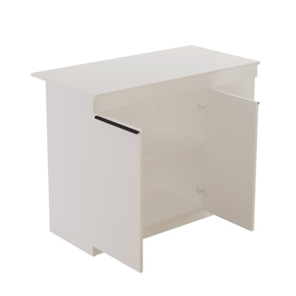 Isola Centrale Cucina 120 Cm Con Ante E Ripiani Dorian Bianca